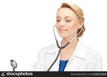picture of attractive female doctor with stethoscope.