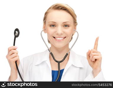 picture of attractive female doctor with stethoscope.