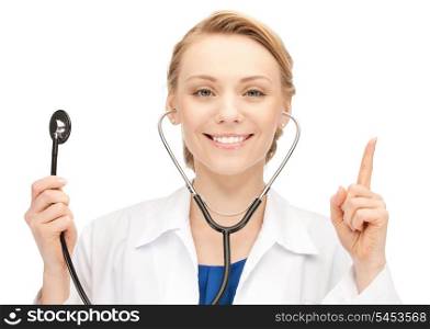 picture of attractive female doctor with stethoscope.
