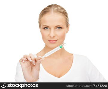 picture of attractive female doctor with thermometer