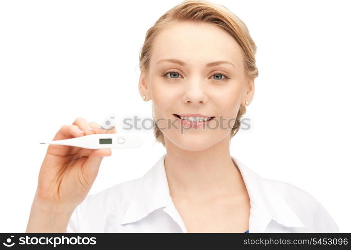 picture of attractive female doctor with thermometer