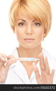 picture of attractive female doctor with thermometer