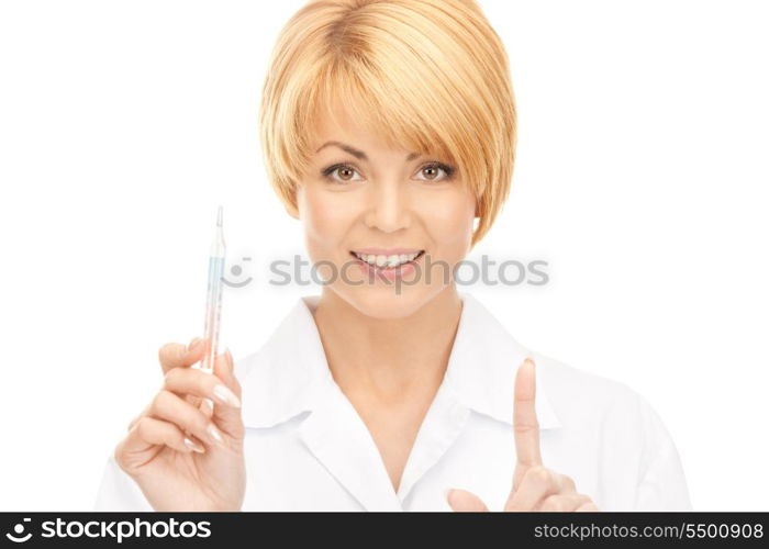 picture of attractive female doctor with thermometer