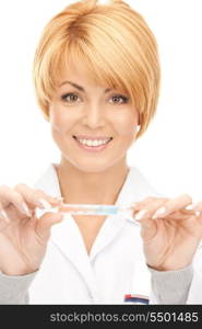 picture of attractive female doctor with thermometer