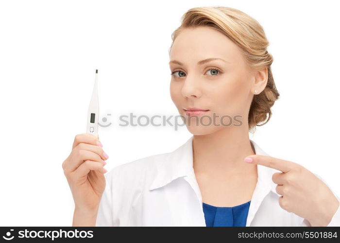 picture of attractive female doctor with thermometer