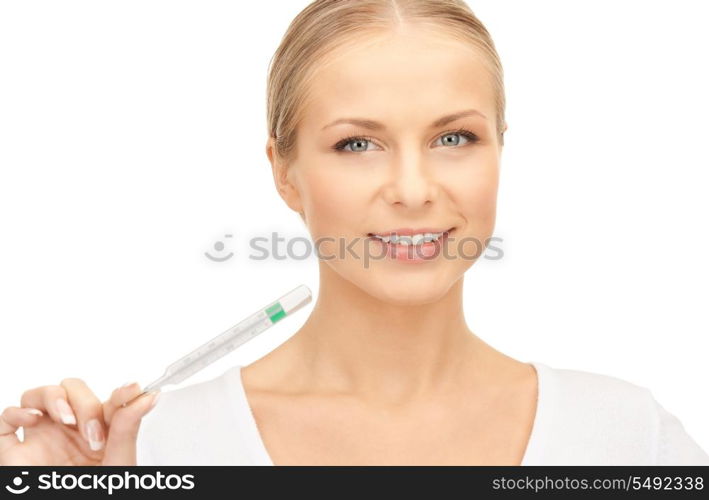 picture of attractive female doctor with thermometer&#xA;