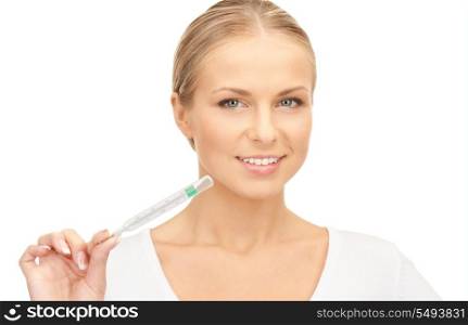 picture of attractive female doctor with thermometer&#xA;