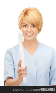 picture of attractive female doctor with toothbrush&#xA;