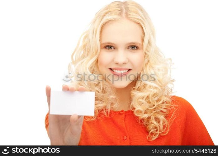 picture of attractive student with business card