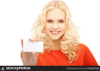 picture of attractive student with business card