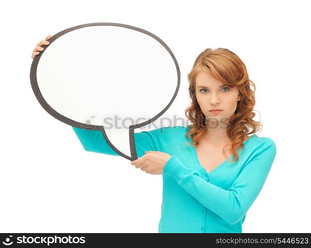 picture of attractive teenage girl with blank text bubble