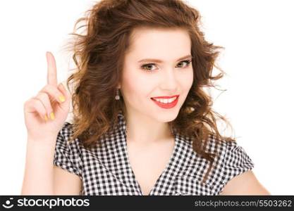 picture of attractive teenage girl with her finger up