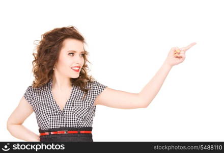 picture of attractive woman pointing her finger