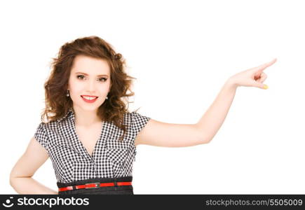 picture of attractive woman pointing her finger