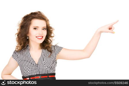 picture of attractive woman pointing her finger