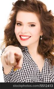 picture of attractive woman pointing her finger