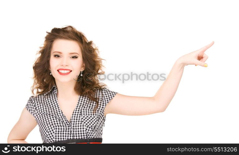 picture of attractive woman pointing her finger