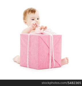 picture of baby boy with big gift box