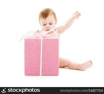 picture of baby boy with big gift box