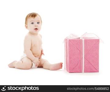 picture of baby boy with big gift box