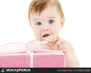 picture of baby boy with big gift box