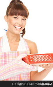 picture of beautiful cooking housewife over white&#xA;