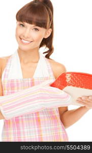 picture of beautiful cooking housewife over white&#xA;