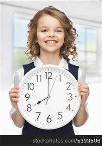 picture of beautiful girl with big clock