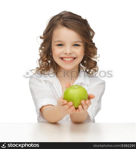 picture of beautiful girl with green apple