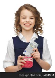 picture of beautiful girl with purse and paper money