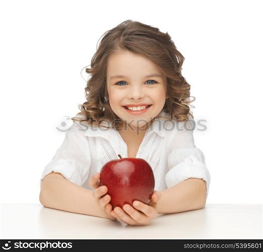 picture of beautiful girl with red apple