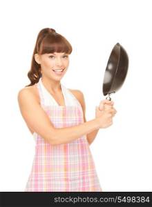 picture of beautiful housewife with frying pan&#xA;
