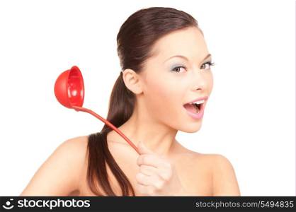 picture of beautiful housewife with red ladle&#xA;