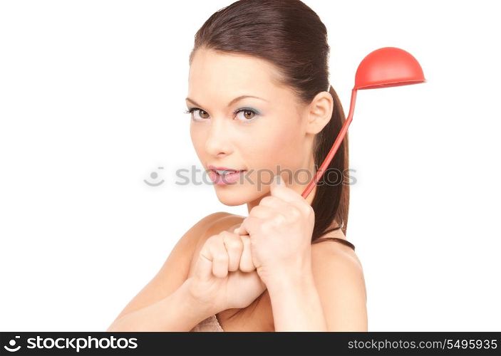 picture of beautiful housewife with red ladle&#xA;