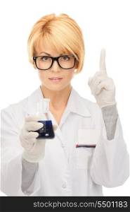 picture of beautiful lab worker holding up test tube&#xA;