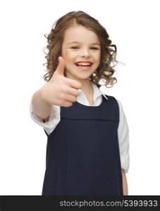 picture of beautiful pre-teen girl showing thumbs up