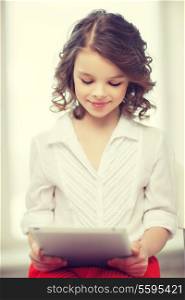 picture of beautiful pre-teen girl with tablet pc