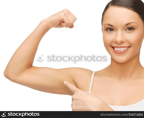 picture of beautiful sporty woman flexing her biceps