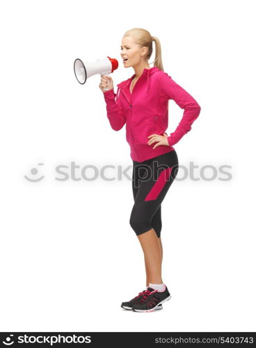 picture of beautiful sporty woman with megaphone