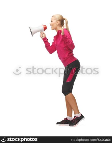 picture of beautiful sporty woman with megaphone