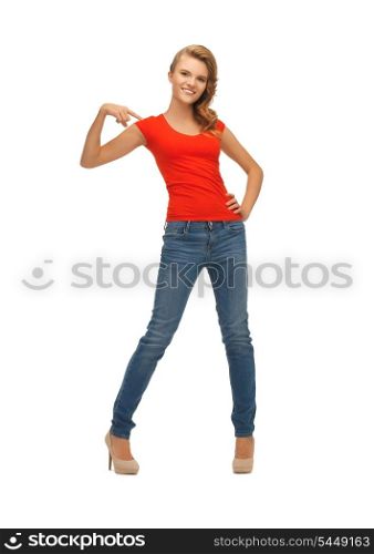 picture of beautiful teenage girl in red t-shirt