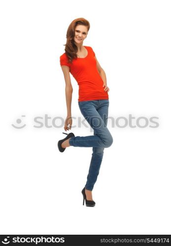 picture of beautiful teenage girl in red t-shirt