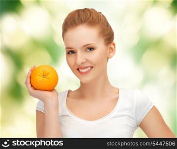 picture of beautiful teenage girl with orange.