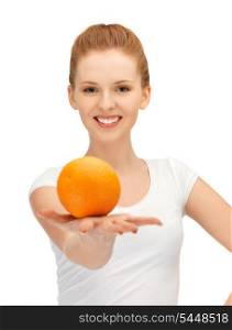 picture of beautiful teenage girl with orange.