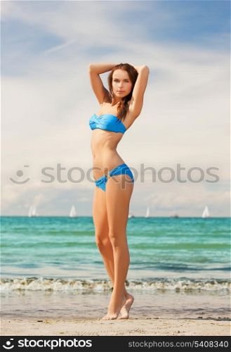 picture of beautiful woman in bikini smiling