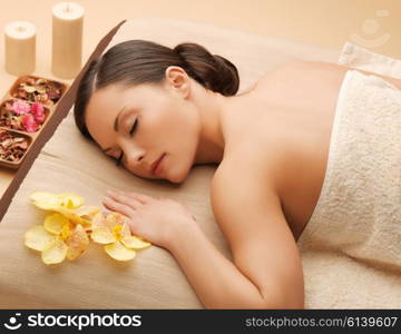 picture of beautiful woman in spa salon. beautiful woman in spa salon