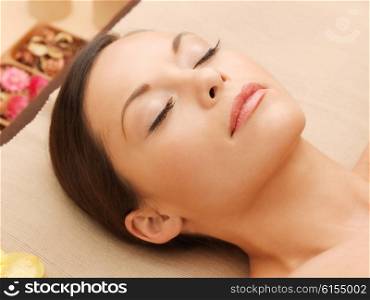 picture of beautiful woman in spa salon. beautiful woman in spa salon