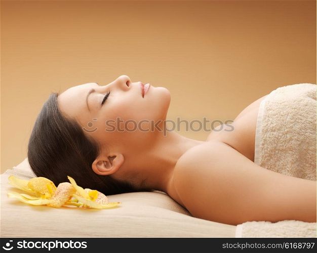 picture of beautiful woman in spa salon. beautiful woman in spa salon