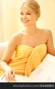 picture of beautiful woman in spa salon with book