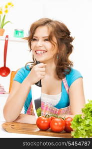 picture of beautiful woman in the kitchen